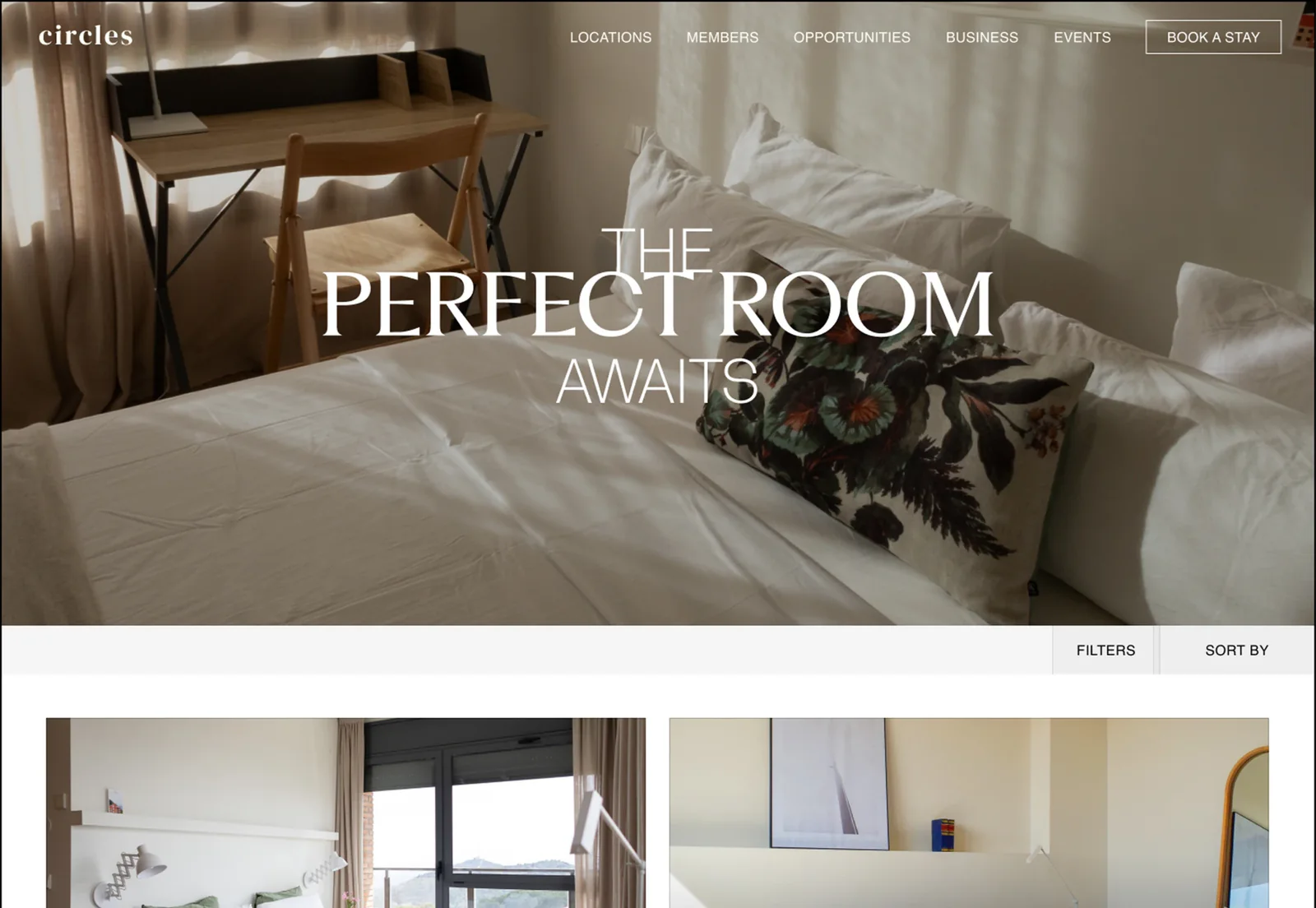 Circles House rooms listing page