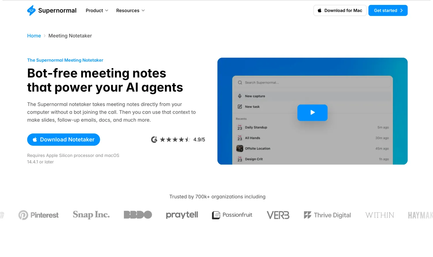 Supernormal desktop app